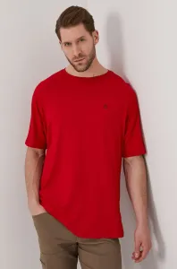 Tričko Wrangler červená farba, jednofarebné