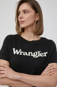 Bavlnené tričko Wrangler čierna farba, #217116