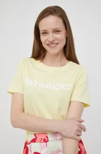 Bavlnené tričko Wrangler žltá farba,