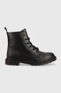 Kožené členkové topánky Wrangler Spike Ankle dámske, čierna farba, na plochom podpätku, #2565410