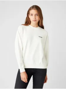 White Women's Sweatshirt with Wrangler Retro Sweat Print - Women