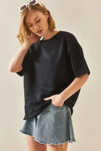 XHAN Black Oversize Basic T-shirt
