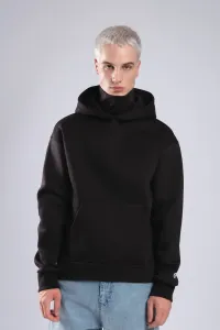 XHAN Black Turtleneck Oversized Hooded Sweatshirt #8273162