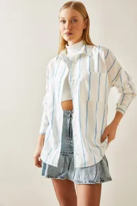 XHAN Blue Striped Oversize Shirt