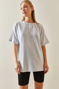 XHAN Gray Oversize Basic T-Shirt 3YXK1-47087-03