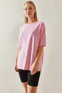 XHAN Pink Crew Neck Basic Oversize T-Shirt 4KXK1-47895-20