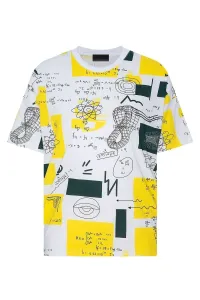 XHAN biele a žlté rebro a oversized tričko s potlačou 2yxe2-45940-01 #8255235