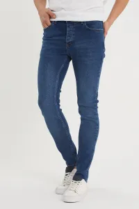 XHAN Men's Navy Blue Slim Fit Jean Trousers