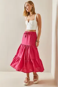 XHAN Fuchsia Ruffle Maxi Skirt
