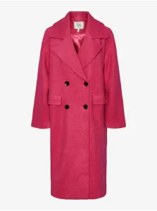 Tmavo ružový dámsky kabát s prímesou vlny Y.A.S Mila #8210493