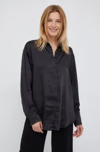 Košeľa Y.A.S dámska, čierna farba, regular, s klasickým golierom #4640492