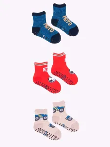 Yoclub Kids's Boys' Cotton Socks Anti Slip ABS Patterns Colours 3-pack SKA-0109C-AA3A-003 #719979