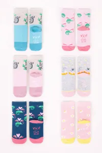 Yoclub Kids's Cotton Baby Socks Anti Skid Abs Patterns Colors 6-Pack SKC/PIK/6PAK/GIR/001