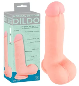 Medical Silicone Dildo - rovné dildo z lekárskeho silikónu (20 cm) - telová farba