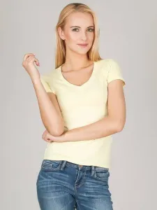 Basic blouse with v-neckline light yellow
