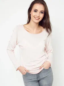 Knitted blouse decorated with pink pearls #7699703