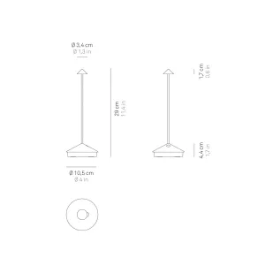 Zafferano Pina 3K nabíjateľná stolová lampa IP54 čierna #9072812