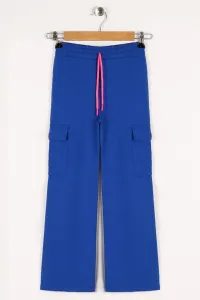 zepkids Girls' Sax-colored sweatpants with cargo pockets and wide legs