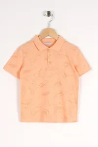 zepkids Boy's Salmon-Colored Dinosaur Print Shirt Collar T-Shirt #7630315