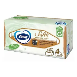 Zewa Softis Natural Soft Box papierové vreckovky 4vrstvové 80ks