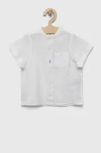 Detská košeľa s prímesou ľanu zippy biela farba