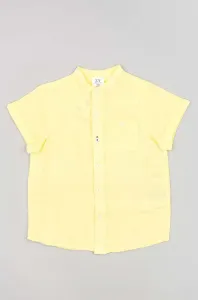 Detská košeľa s prímesou ľanu zippy žltá farba