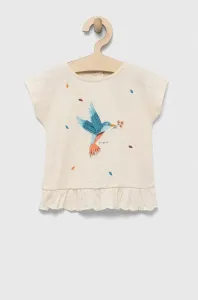 Detské bavlnené tričko zippy béžová farba
