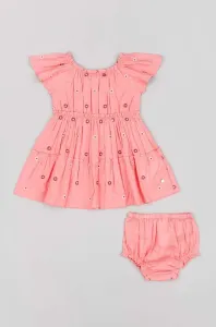 Dievčenské bavlnené šaty zippy ružová farba, mini, áčkový strih
