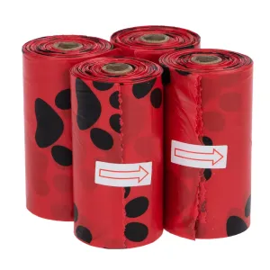 Sáčky na psie exkrementy s vôňou - 4 rolky po 15 sáčkoch, červené, vôňa ruže