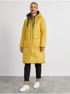 Žlto-modrý dámsky obojstranný zimný kabát METROOPOLIS Isabella #604688