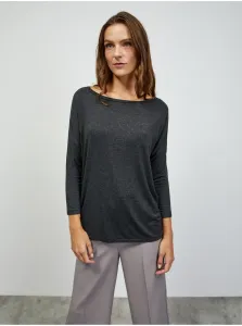 Tmavošedé dámske melírované basic tričko s dlhým rukávom ZOOT.lab Leticia #605372