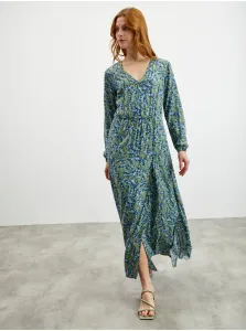 Modro-zelené dámske vzorované dlhé šaty ZOOT.lab Eliane #5323977