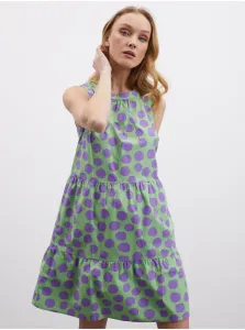 Fialovo-zelené dámske bodkované volánové šaty ZOOT.lab Petronella #5717138