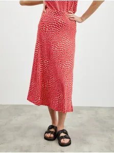 Béžovo-červená vzorovaná midi sukňa s rozparkom ZOOT Norine #5496076