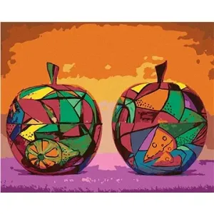 Abstraktné farebné jablká, 80 × 100 cm, bez rámu a bez vypnutia plátna
