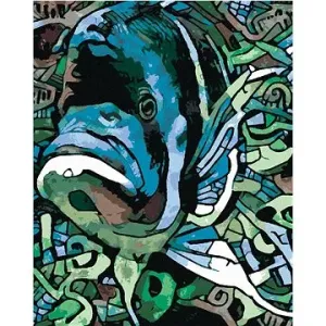 Abstraktná ryba zelená, 40×50 cm, bez rámu a bez vypnutia plátna