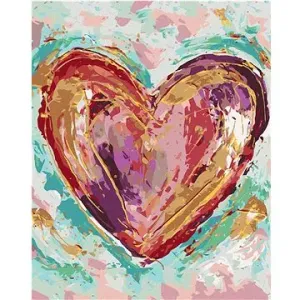 Farebné srdce na zelenom pozadí II (Haley Bush), 40 × 50 cm, bez rámu a bez vypnutia plátna