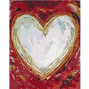 Biele srdce na červenom pozadí (Haley Bush), 40×50 cm, bez rámu a bez vypnutia plátna