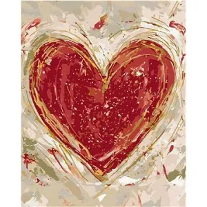 Červené srdce na béžovom pozadí (Haley Bush), 40×50 cm, bez rámu a bez vypnutia plátna