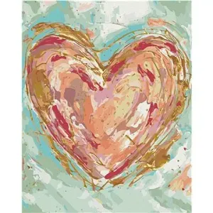 Červené srdce na zelenom pozadí (Haley Bush), 80 × 100 cm, vypnuté plátno na rám