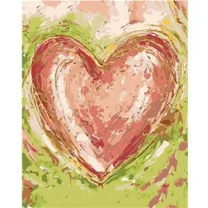 Červené srdce na zelenom pozadí III (Haley Bush), 80 × 100 cm, vypnuté plátno na rám