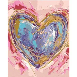 Fialové srdce na ružovom pozadí (Haley Bush), 80 × 100 cm, bez rámu a bez napnutia plátna