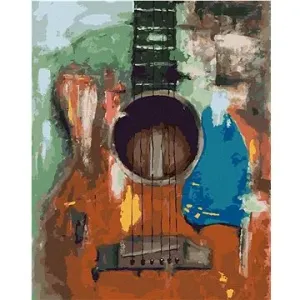 Gitara, 40 × 50 cm, plátno napnuté na rám