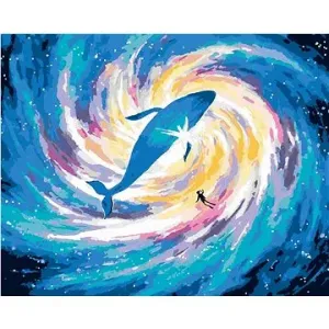 Potápanie s veľrybou vo vesmíre, 80 × 100 cm, napnuté plátno na rám