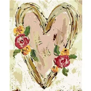 Ružové srdce s kvetinami II (Haley Bush), 80 × 100 cm, bez rámu a bez napnutia plátna