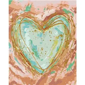 Zelené srdce na ružovom pozadí (Haley Bush), 40×50 cm, bez rámu a bez vypnutia plátna