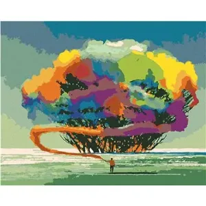 Maľovanie podľa čísel - Strom s farebným dymom