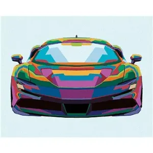 Farebné športové auto, 40 × 50 cm, vypnuté plátno na rám