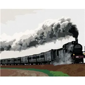 Čierny parný vlak, 40×50 cm, bez rámu a bez vypnutia plátna