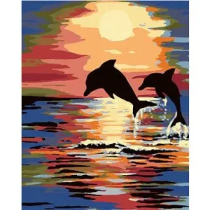 Maľovanie podľa čísel – Delfíny a západ slnka